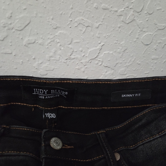 Judy Blue High Waist Tummy Control Black Wash Contrast Thread Skinny Jeans 11/30 - Picture 5 of 6